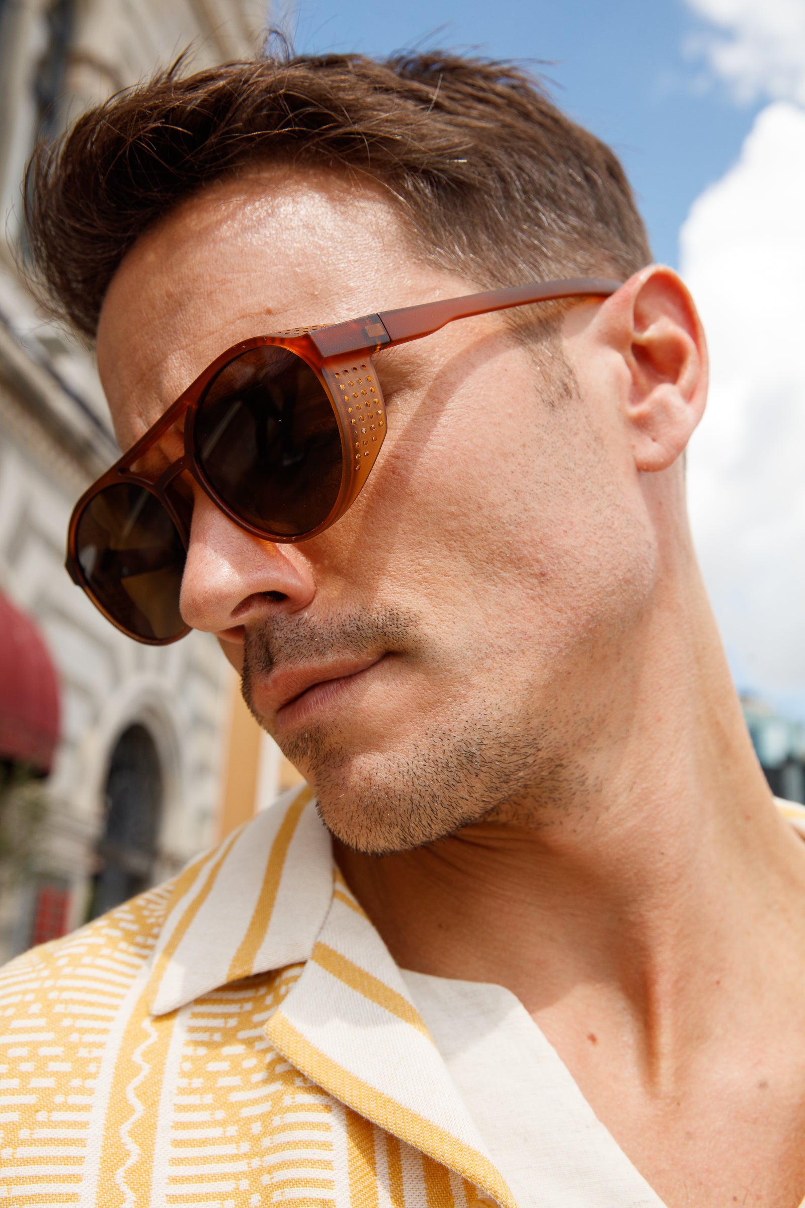 Leather sunglasses sales