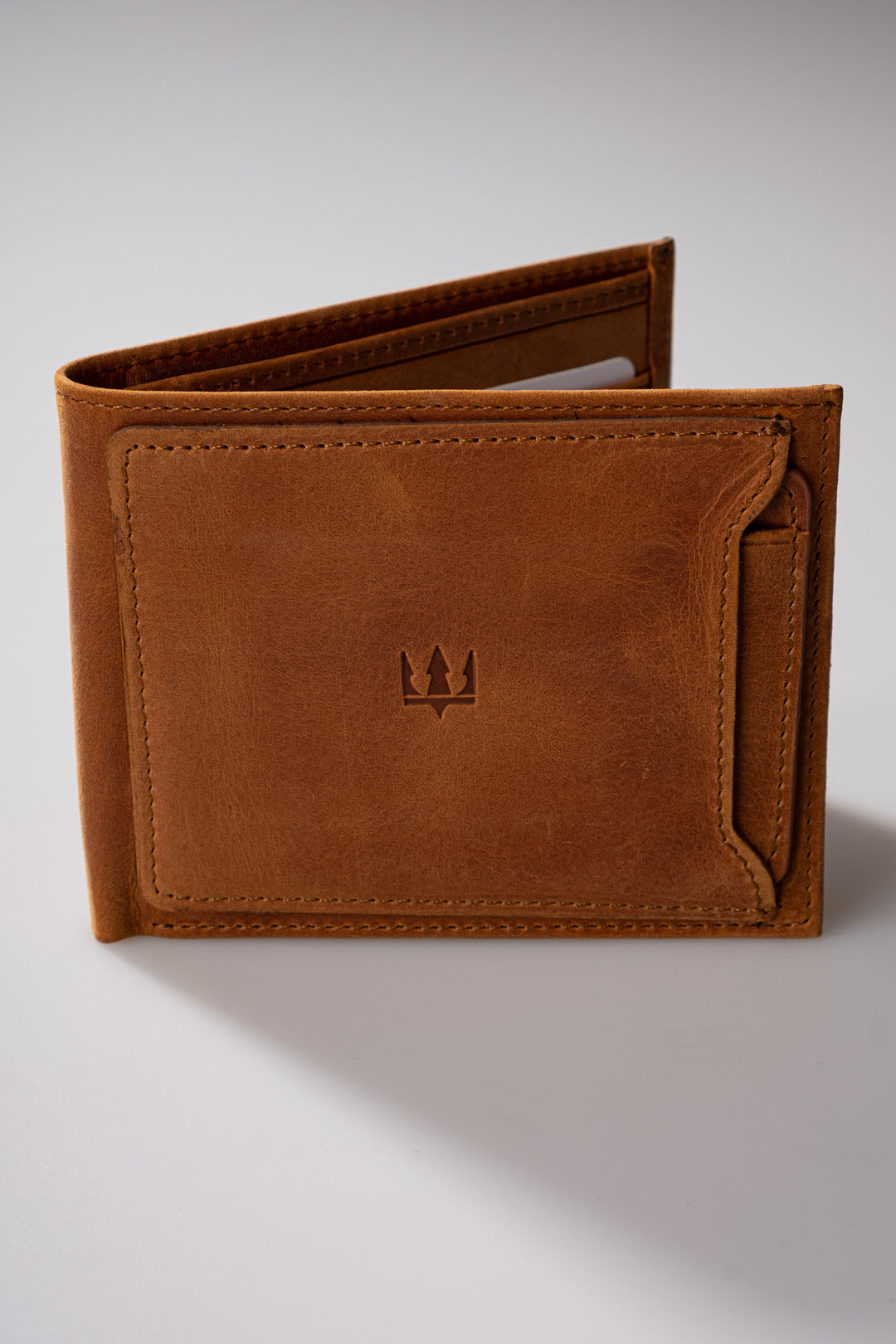 Orange Leather Wallet in Genuine Italian Leather with Olive Chèvre